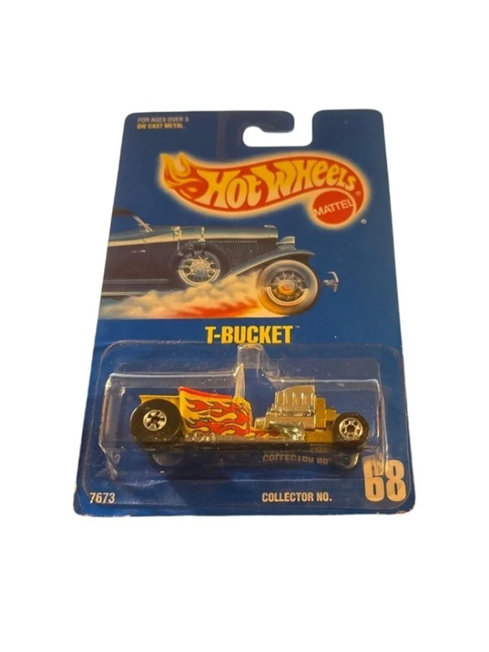 Vintage Die Cast Hot Wheels Collector #68 T-Bucket Car W/Flame Design 1991